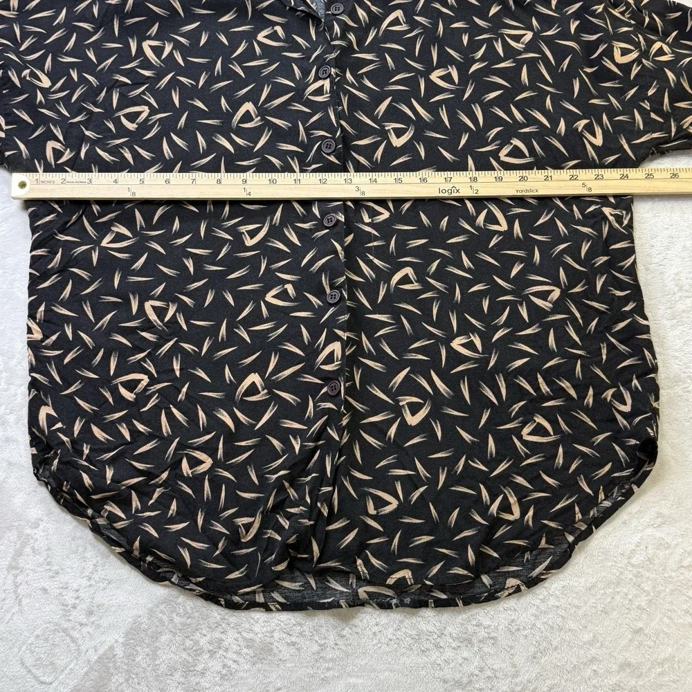 Vintage CA Krush 2 Pc Skirt Set Women's Large Black Tan Print Rayon USA 80s